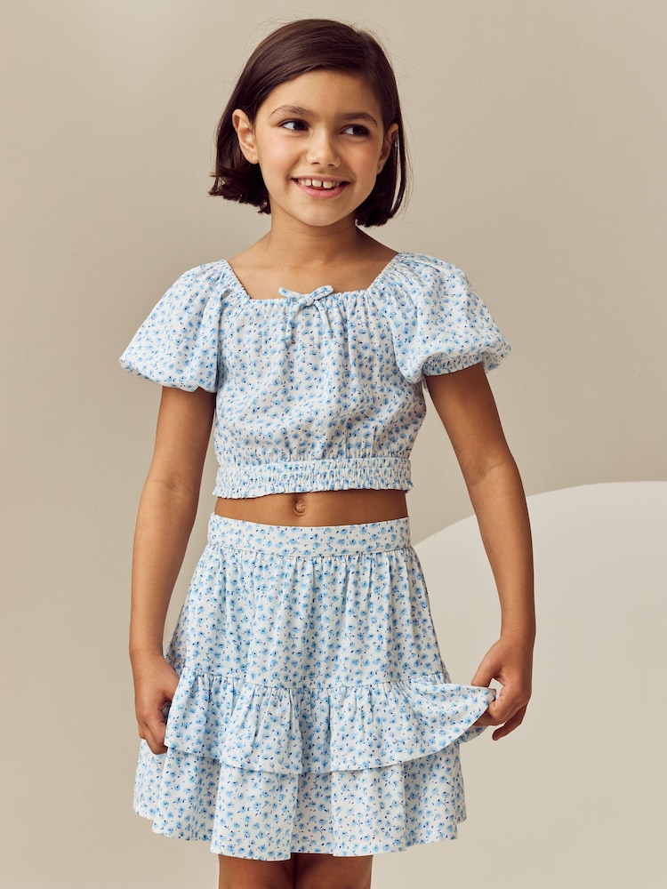 Blue Ditsy Top and Skirt Set (3-16yrs) - Image 1 of 4