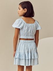 Blue Ditsy Top and Skirt Set (3-16yrs) - Image 3 of 4