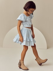 Blue Ditsy Top and Skirt Set (3-16yrs) - Image 4 of 4