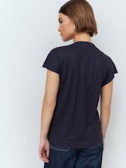 Navy Pintuck V-Neck Top - Image 3 of 7