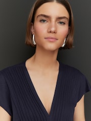 Navy Pintuck V-Neck Top - Image 4 of 7