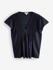 Navy Pintuck V-Neck Top - Image 5 of 7