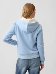 Albastru deschis - Hanorac cu glugă lejer, cu fermoar și logo Gap căptușit cu sherpa - Imaginea 2 din 4