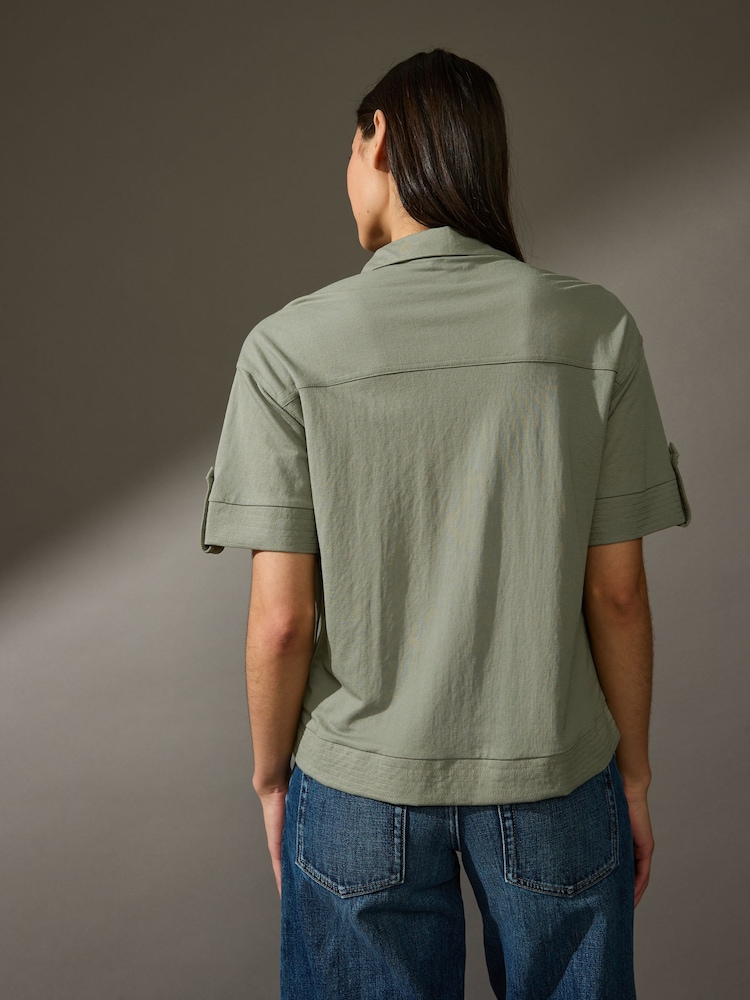 Khaki Green Short Sleeve Boxy Pocket Shirt - Image 2 of 7