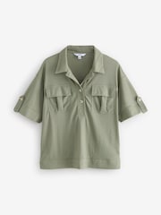 Khaki Green Short Sleeve Boxy Pocket Shirt - Image 5 of 7