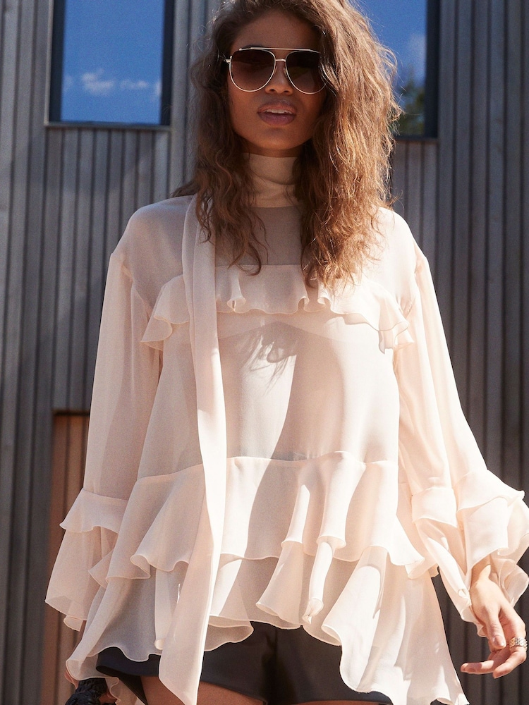 River Island Pink Ruffle Blouse - Image 2 of 4