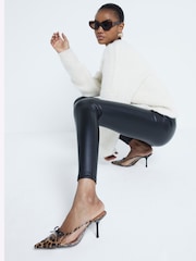 River Island Black High Waisted  Faux Leather Leggings - Image 3 of 6