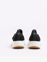 River Island Black Wide Fit Knitted Slip On Wedge Trainers - Image 5 of 7