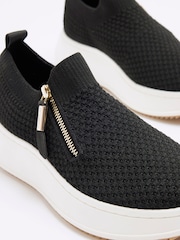 River Island Black Wide Fit Knitted Slip On Wedge Trainers - Image 7 of 7