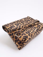 River Island Brown Leopard Fold Over Clutch - Image 3 of 4