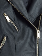 River Island Black Quilted Faux Leather Biker Jacket - Image 4 of 4