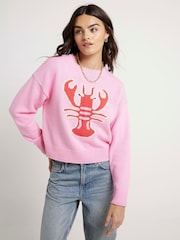 River Island Pink Lobster Graphic Jumper - Image 1 of 4