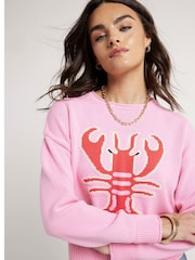 River Island Pink Lobster Graphic Jumper - Image 3 of 4