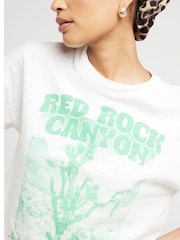 River Island White Location Graphic Cotton/Linen Mix T-Shirt - Image 3 of 4
