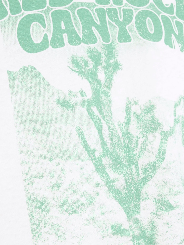 River Island White Location Graphic Cotton/Linen Mix T-Shirt - Image 4 of 4