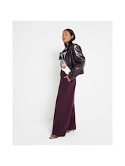 River Island Red Petite Burgundy Wide Leg Trousers - Image 1 of 5
