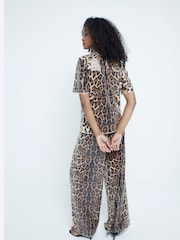 River Island Brown Leopard Print Sequin Trousers - Image 2 of 4