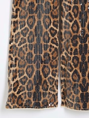 River Island Brown Leopard Print Sequin Trousers - Image 4 of 4