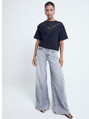 River Island Black Chevron Lace T-Shirt - Image 4 of 6
