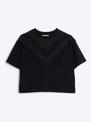 River Island Black Chevron Lace T-Shirt - Image 5 of 6