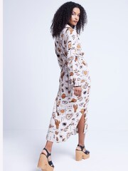 River Island Brown Western Print 100% Cotton Shirt Midi Dress - Image 2 of 4