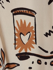 River Island Brown Western Print 100% Cotton Shirt Midi Dress - Image 4 of 4