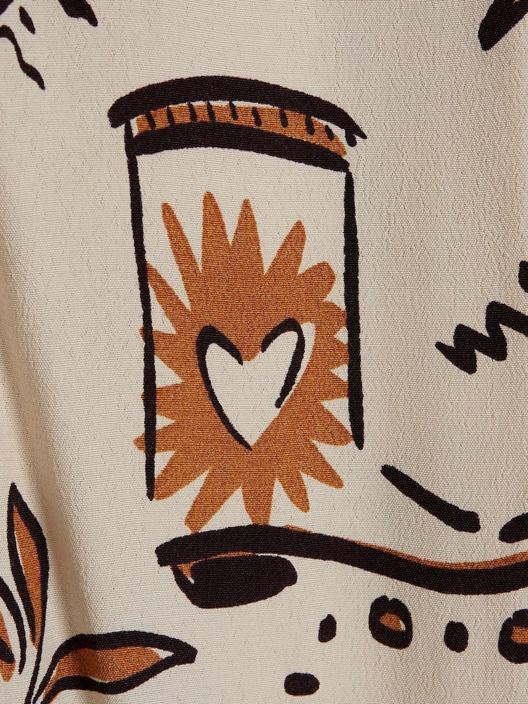 River Island Brown Western Print 100% Cotton Shirt Midi Dress - Image 4 of 4