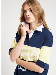 River Island Navy Block Stripe Collared 100% Cotton T-Shirt Mini Dress - Image 4 of 6