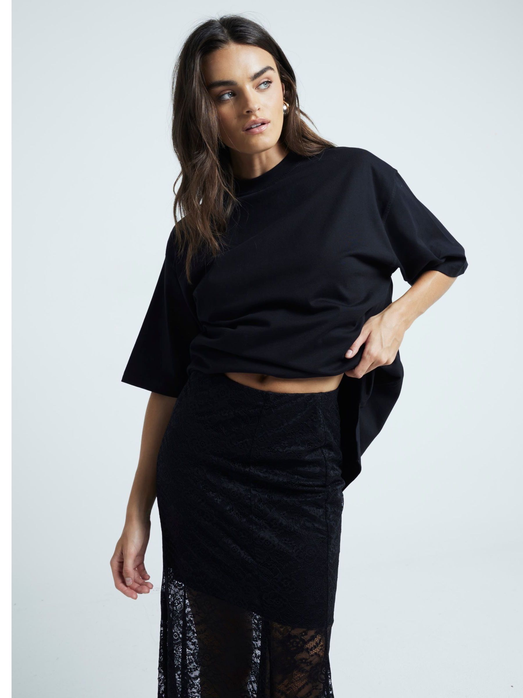 Buy River Island Black Lace Maxi Skirt from Next USA