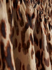 River Island Brown Leopard Print Frill 100% Cotton Top - Image 4 of 4