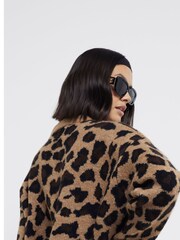 River Island Brown Leopard Crew Neck Oversized Jumper - Image 3 of 6