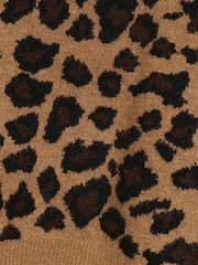 River Island Brown Leopard Crew Neck Oversized Jumper - Image 6 of 6
