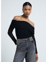 River Island Black Lace Bardot Top - Image 3 of 5