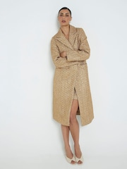 River Island Gold Boucle Long Tailored Coat - Image 1 of 4