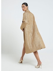 River Island Gold Boucle Long Tailored Coat - Image 2 of 4