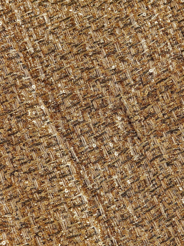 River Island Gold Boucle Long Tailored Coat - Image 4 of 4