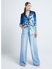 River Island Blue All Over Print Shirt - Image 1 of 6
