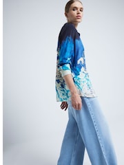 River Island Blue All Over Print Shirt - Image 2 of 6