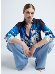 River Island Blue All Over Print Shirt - Image 3 of 6
