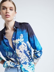 River Island Blue All Over Print Shirt - Image 4 of 6