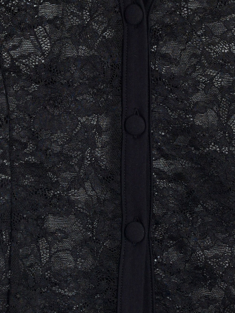 River Island Black Lace Shirt - Image 4 of 4