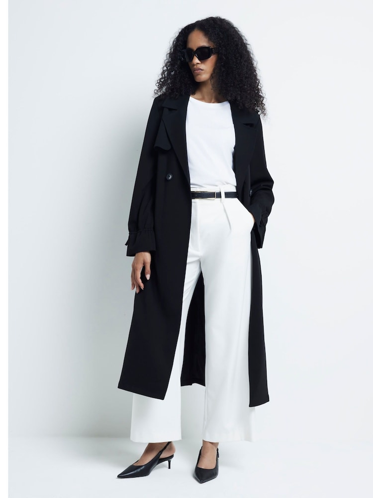 River Island Black Lightweight Tie Cuff Duster Coat - Image 2 of 3