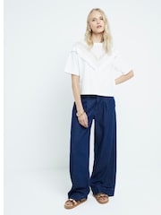 River Island White White Chevron Lace T-Shirt - Image 2 of 6