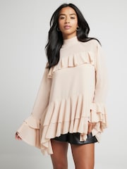 River Island Pink Petite Ruffle Blouse - Image 1 of 4