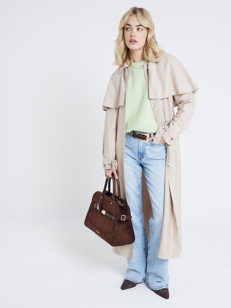 River Island Brown Cape Trench Coat - Image 1 of 4