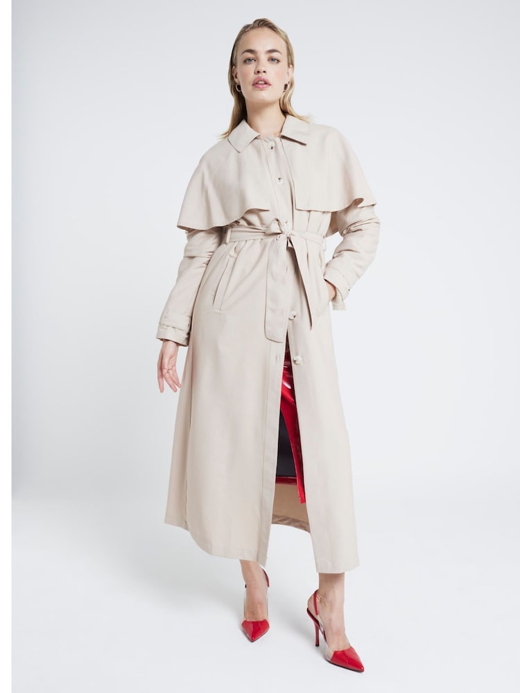 River Island Brown Cape Trench Coat - Image 2 of 4
