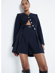 River Island Blue Pin Stripe Military Jacket - Image 3 of 4