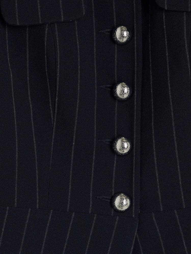 River Island Blue Pin Stripe Military Jacket - Image 4 of 4