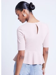 River Island Brown Twist Detail Peplum Top - Image 2 of 4