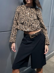 River Island Brown Leopard Trophy Jacket - Image 1 of 4